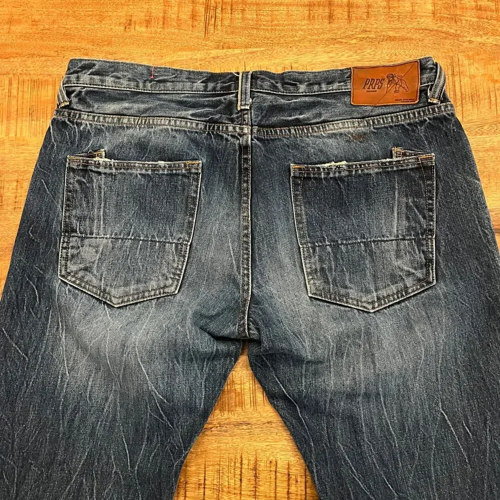 PRPS Mens Japanese Selvedge Denim Jeans 38x32 Y2K Straight Streetwear Barracuda